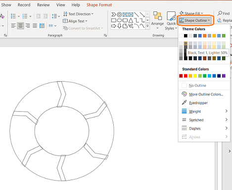 Shape outline of fragments