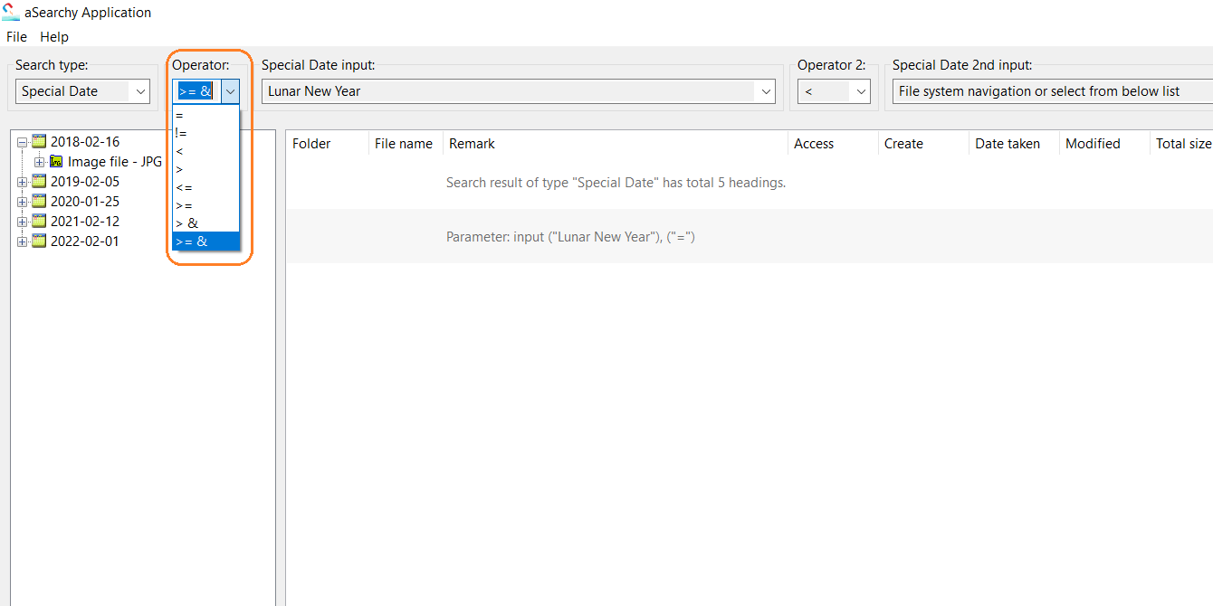 range operator “greater than and equal to input and”