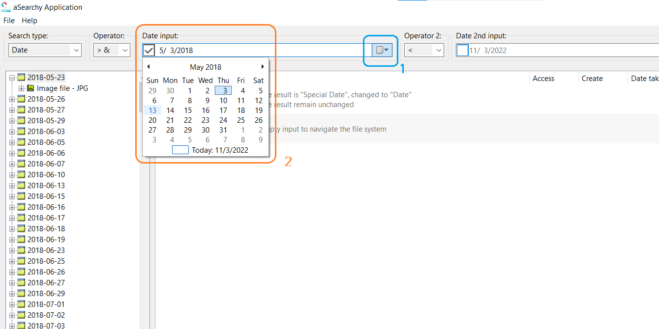 Calendar date range first input