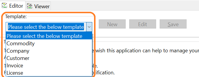 The “Template” drop down list