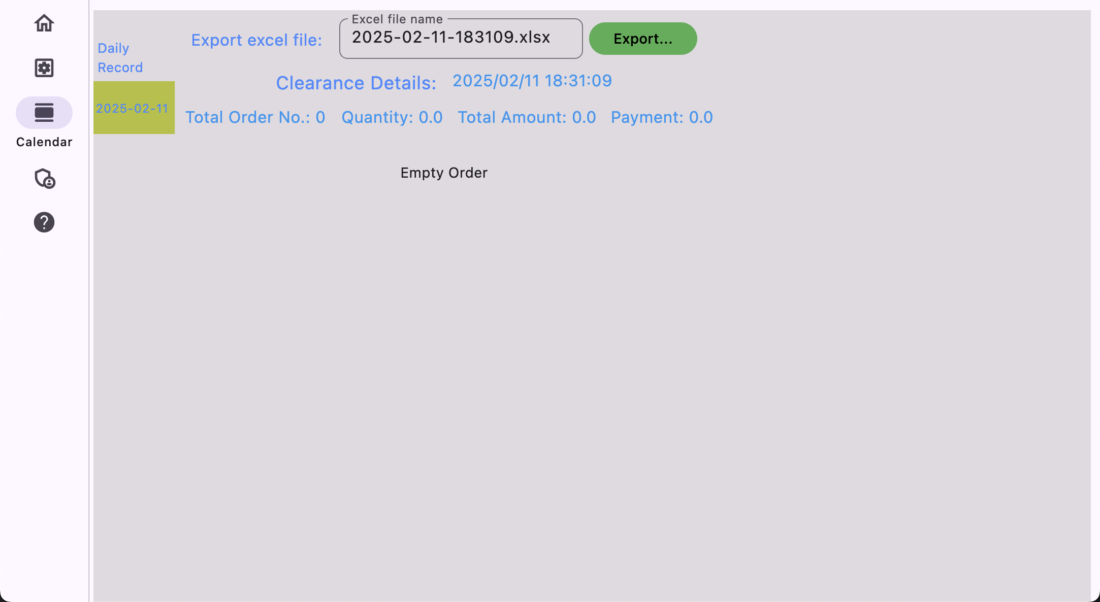 Daily payment record